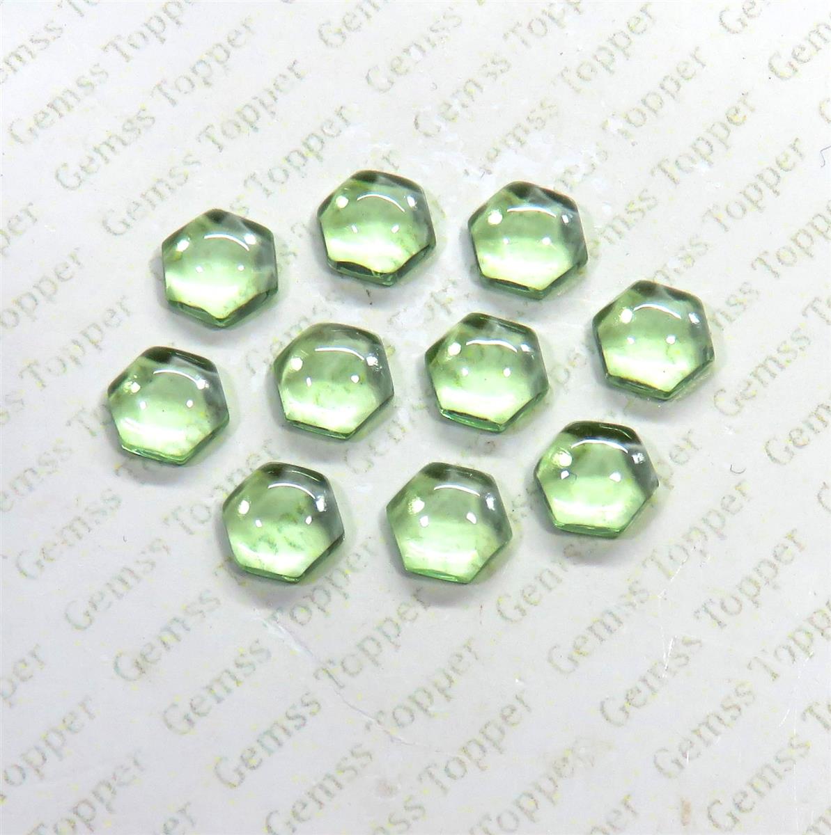 Green Amethyst 10x10 mm Hexagon Cabochon